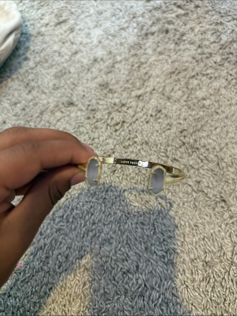 Kendra Scott Gold Cuff Bracelet with Light Gray Stones